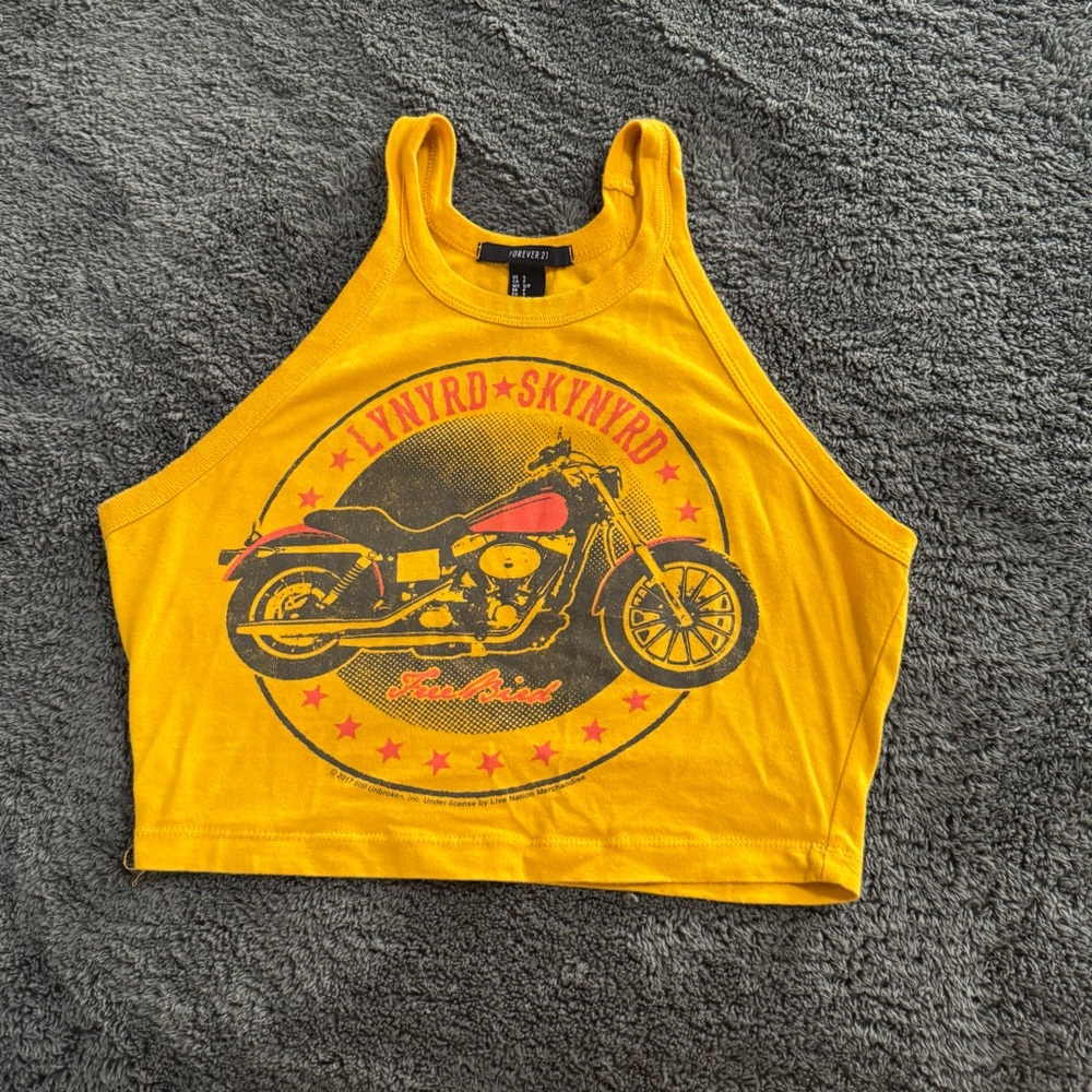 Forever 21 Yellow Graphic Crop Top